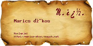 Marics Ákos névjegykártya